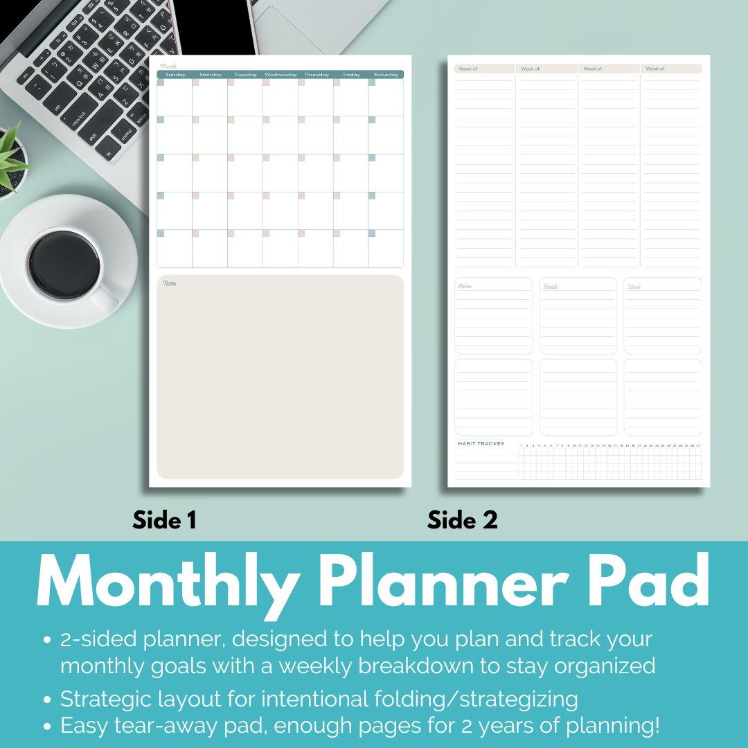 NEW DESIGN!! Planner Refills: Monthly Planner Pad