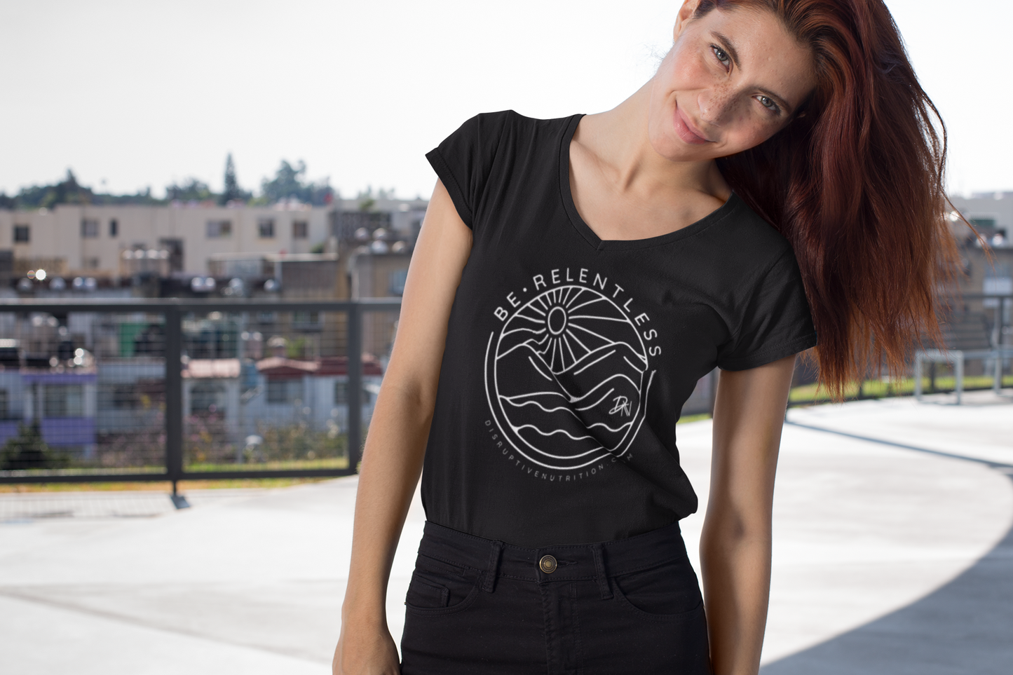 Be Relentless V Neck Tee Shirt