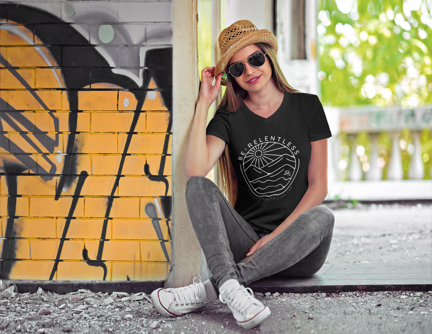 Be Relentless V Neck Tee Shirt
