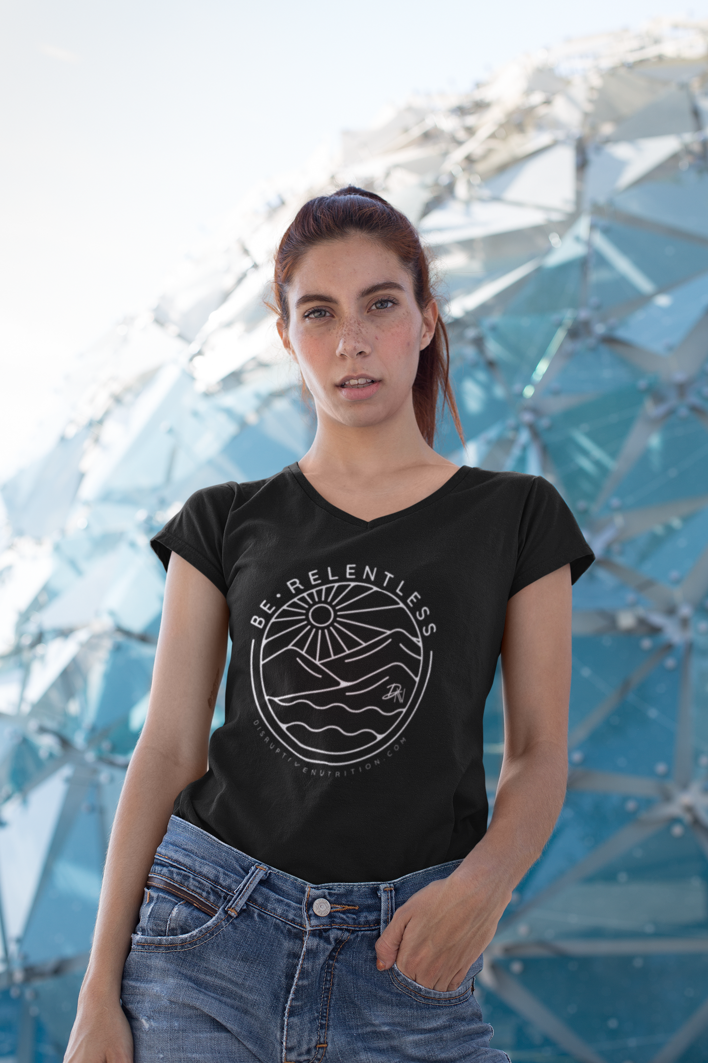 Be Relentless V Neck Tee Shirt
